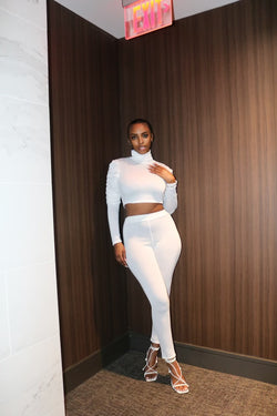 WHITE TWO PIECE CROP SET Apparel & Accessories HAUTE BY TAI´SHEREE   