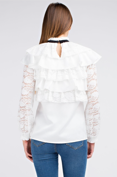 WHITE LACE BLOUSE Apparel & Accessories HAUTE BY TAI´SHEREE   