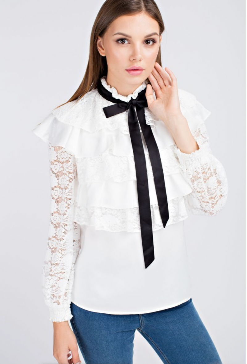 WHITE LACE BLOUSE Apparel & Accessories HAUTE BY TAI´SHEREE   